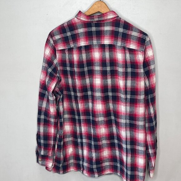 Duluth Trading Co. Mens Red‎ & Blue Plaid Button-Down Flannel Shirt Size L - Picture 3 of 3